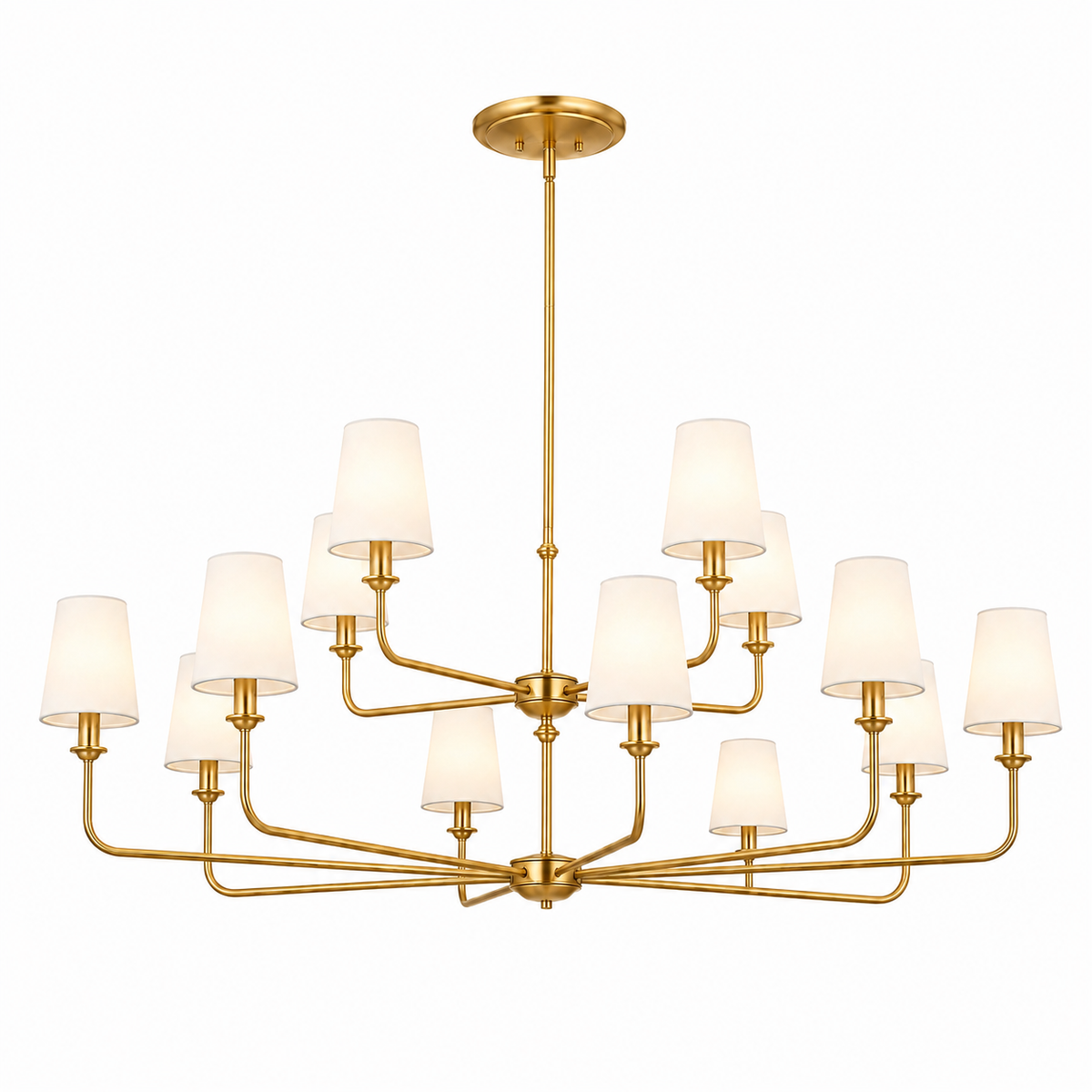 Wrought Iron Chandelier - 12-Light Two-Tier Kitchen Island Light