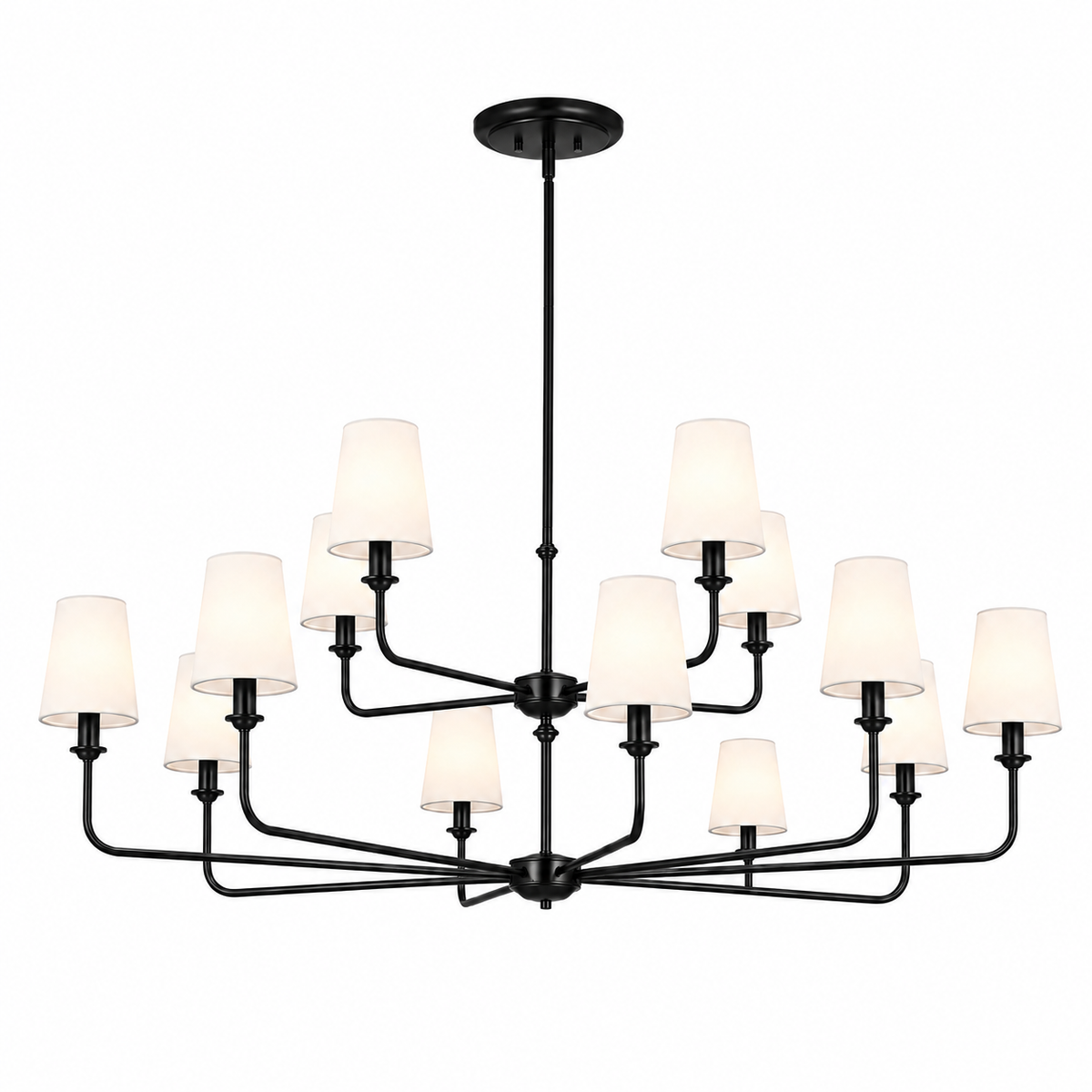 Wrought Iron Chandelier - 12-Light Two-Tier Kitchen Island Light