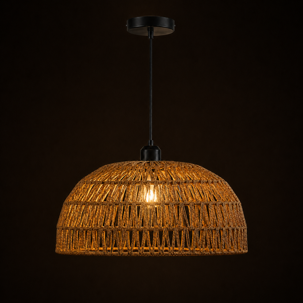 Hemp Rope Pendant Light - Woven Japanese Boho Ceiling Light