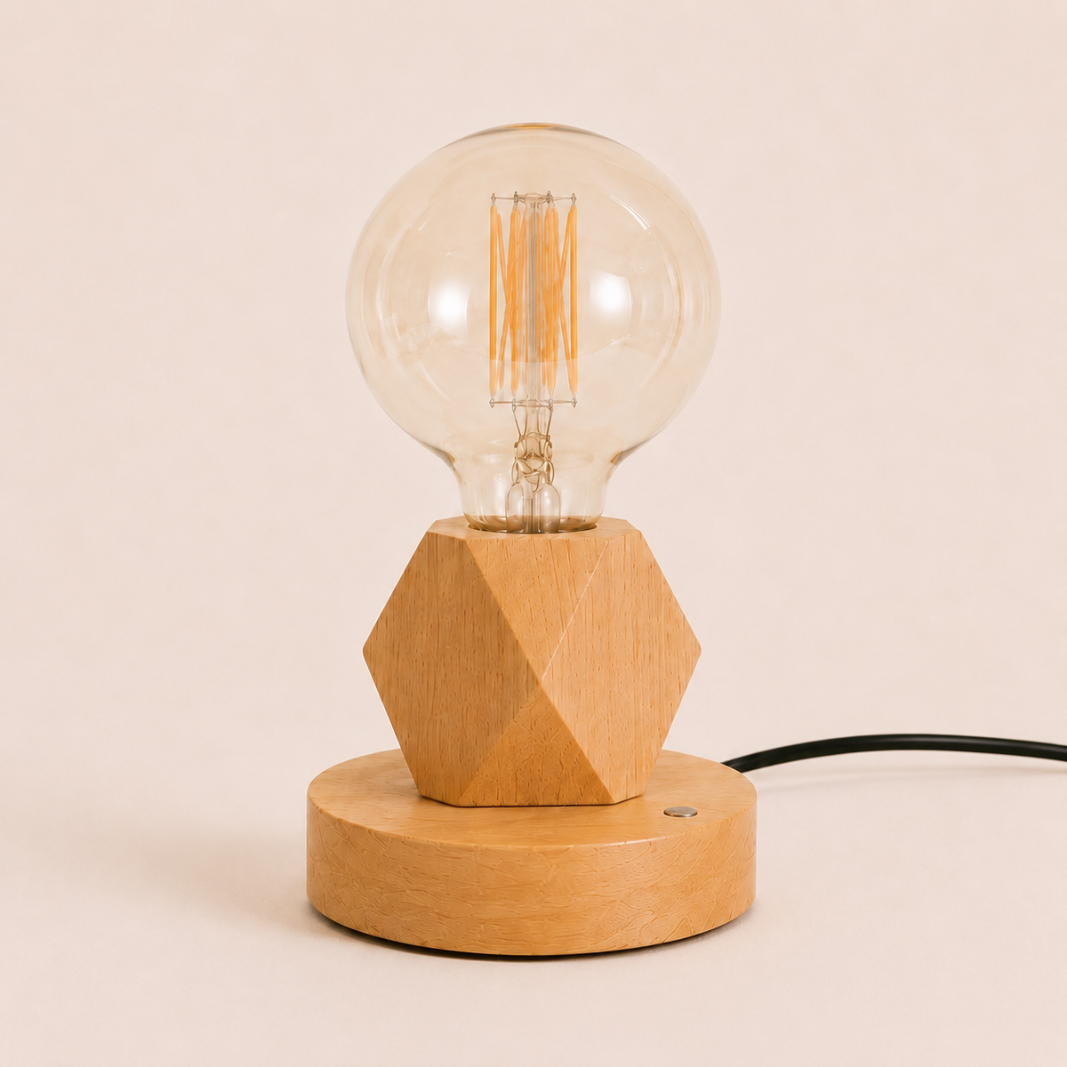 Wood Table Lamp - Modern Retro E27 Desk Lamp