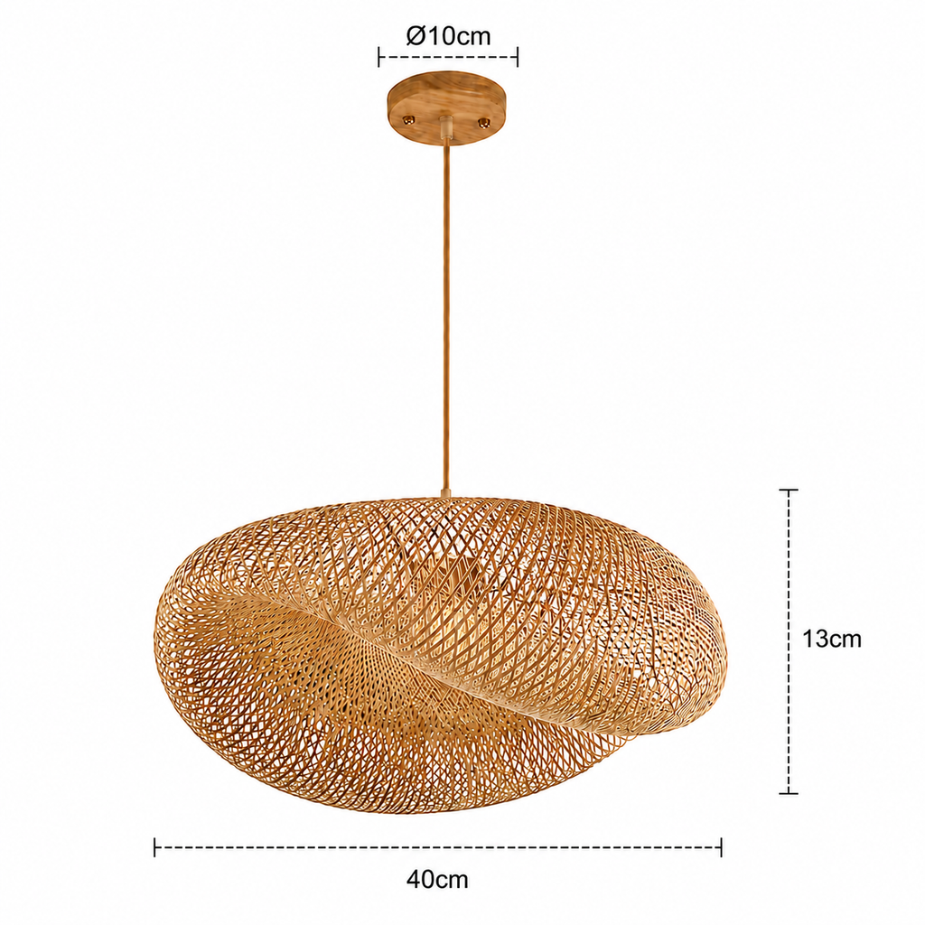 Bamboo Pendant Light - Hand-Woven Rattan Shade