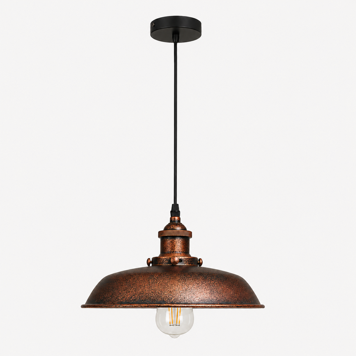 Rustic Pendant Light - Copper-rust dome Shade