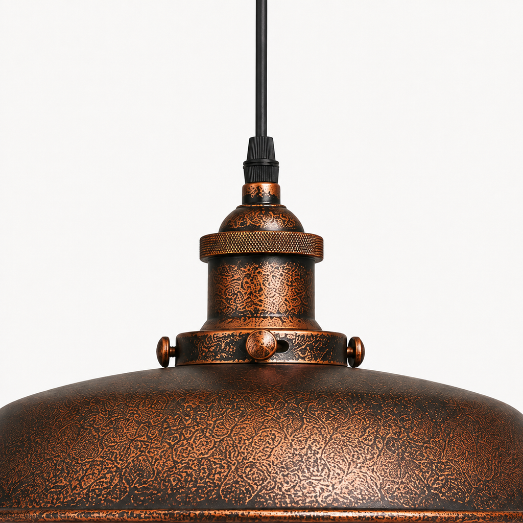 Rustic Pendant Light - Copper-rust dome Shade