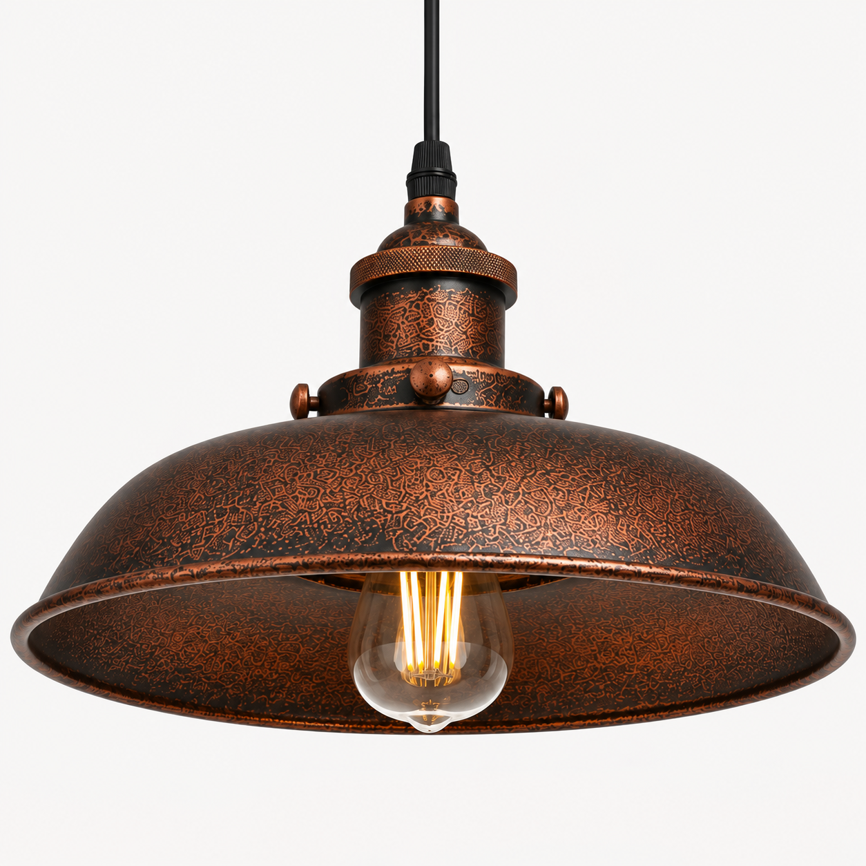 Rustic Pendant Light - Copper-rust dome Shade