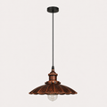 Rustic Pendant Light - Scalloped Copper Shade