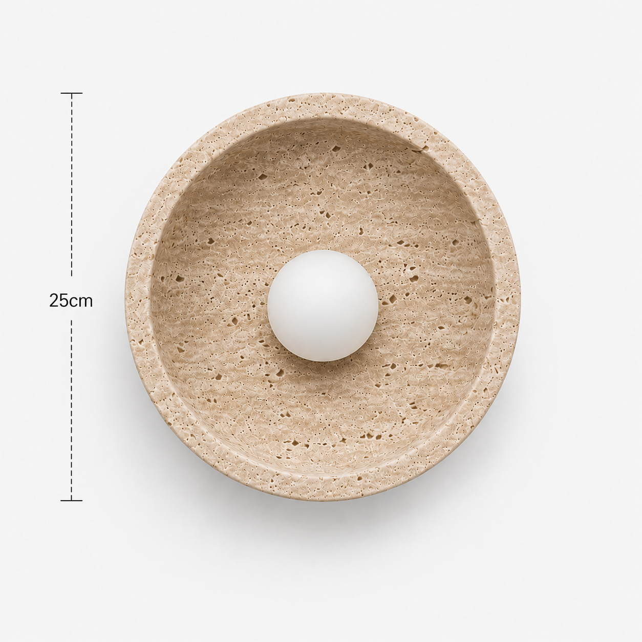 Travertine Wall Light - Textured Disc Glass Globe Sconce