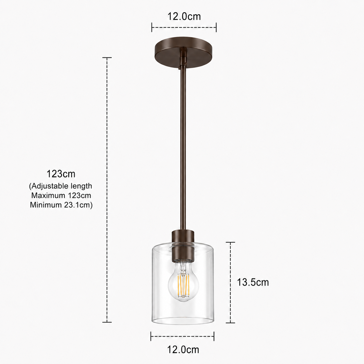 Glass Pendant Light - Minimalist Cylinder Shade