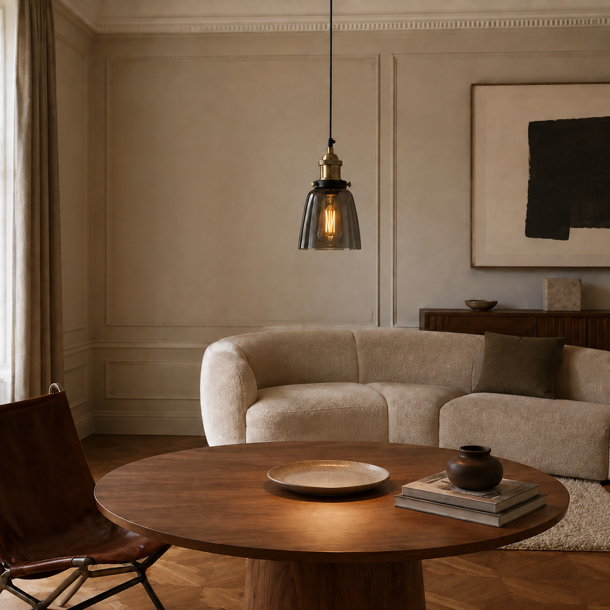 Industrial Glass Pendant Light - Vintage Bell Shade