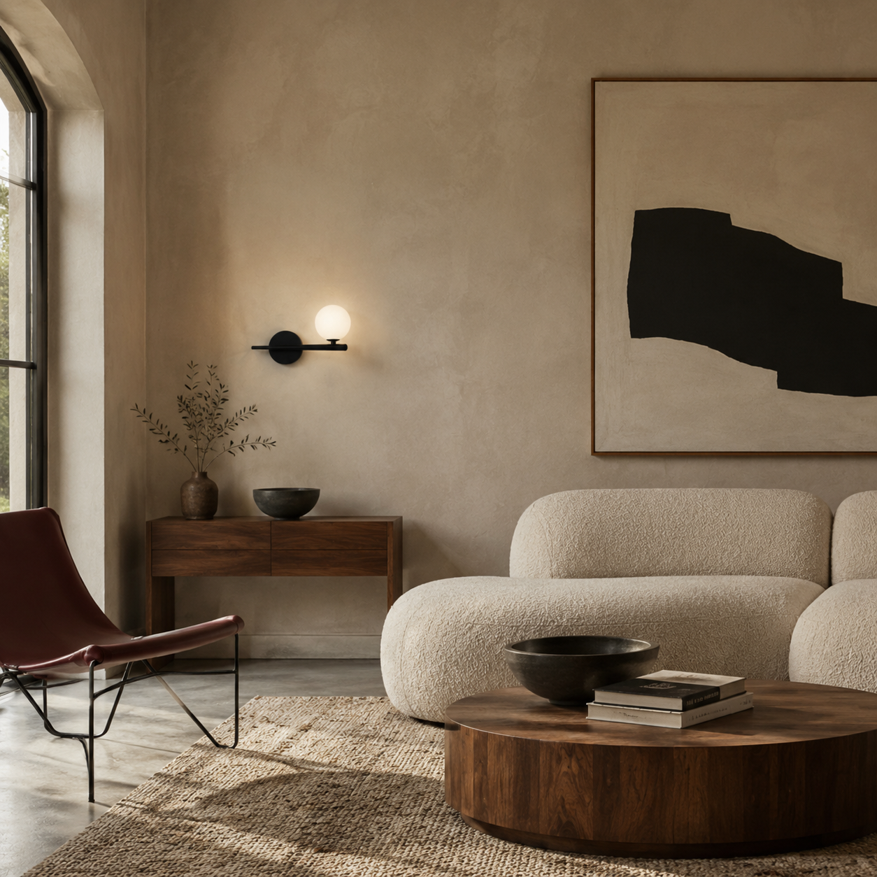 Brass Arm Wall Light -  Minimalist Glass Globe Sconce