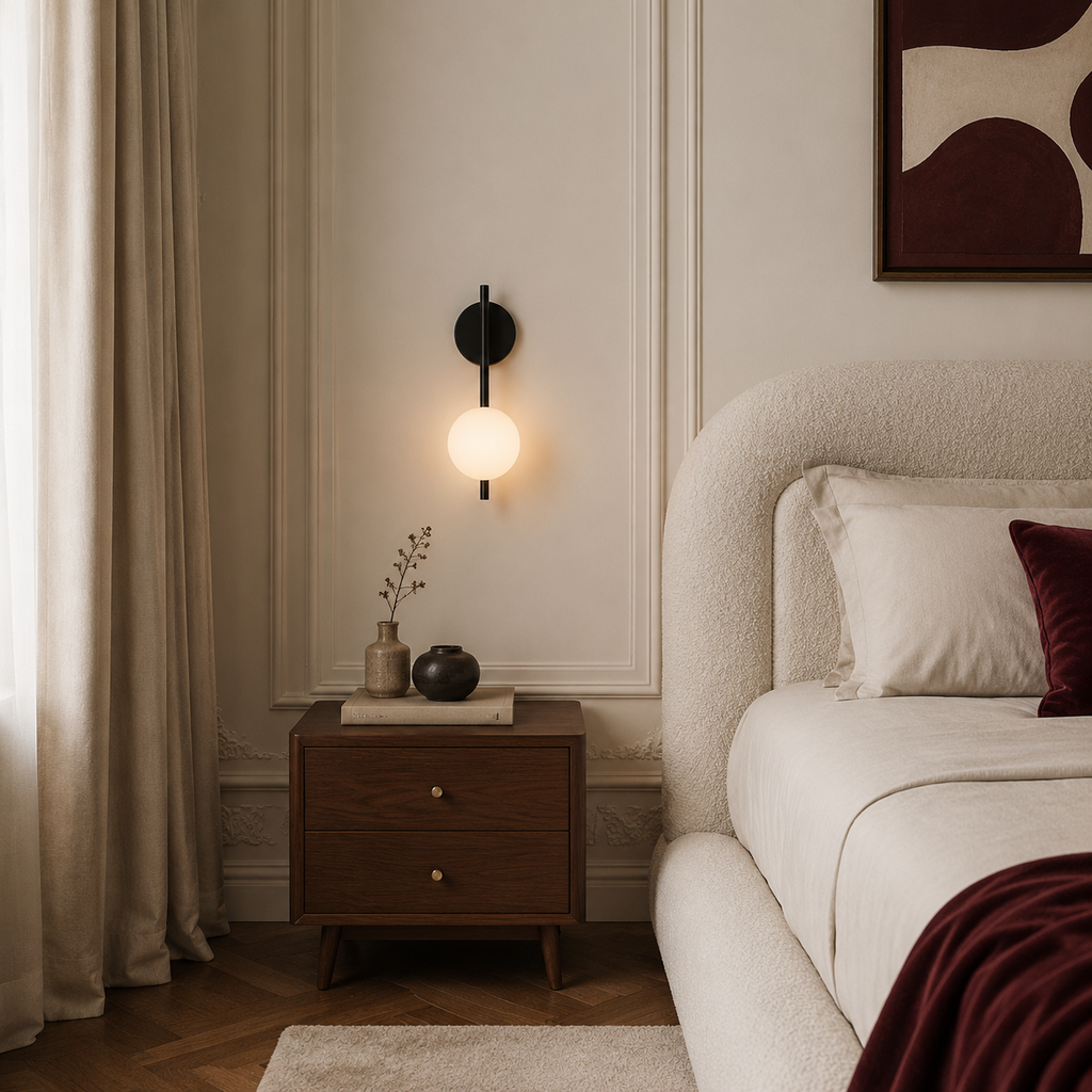 Stem Wall Light - Vertical Glass Globe Sconce