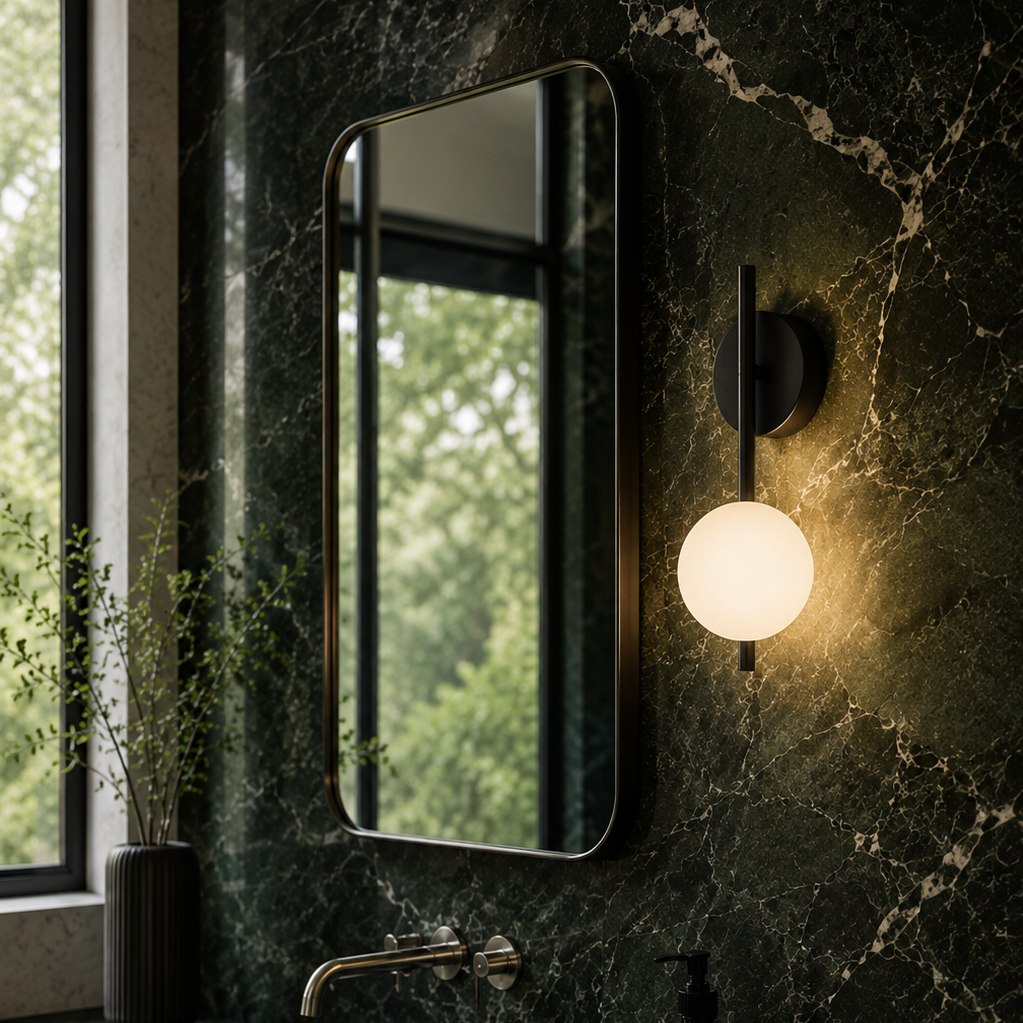 Stem Wall Light - Vertical Glass Globe Sconce