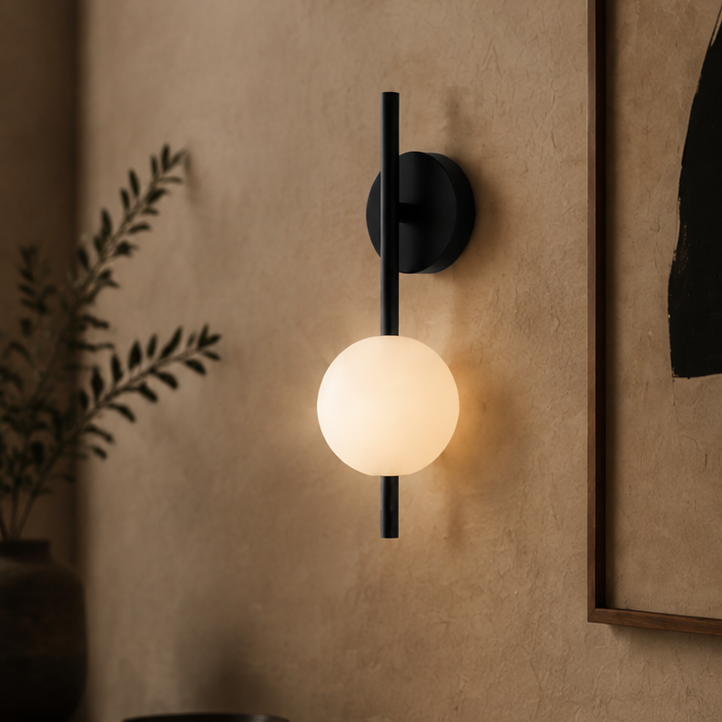 Stem Wall Light - Vertical Glass Globe Sconce