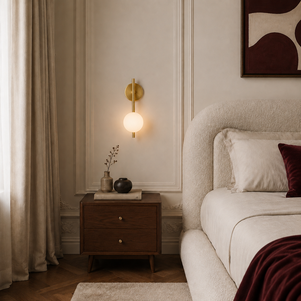 Stem Wall Light - Vertical Glass Globe Sconce