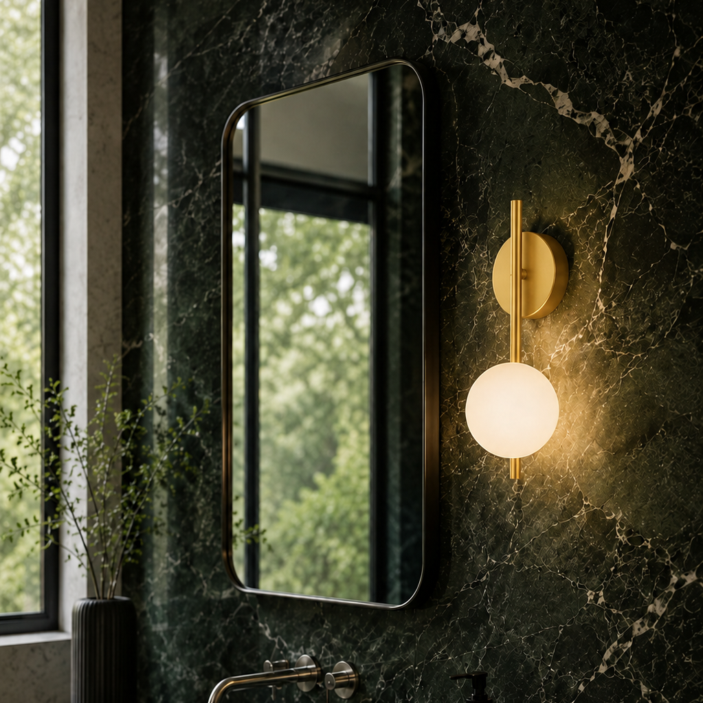 Stem Wall Light - Vertical Glass Globe Sconce