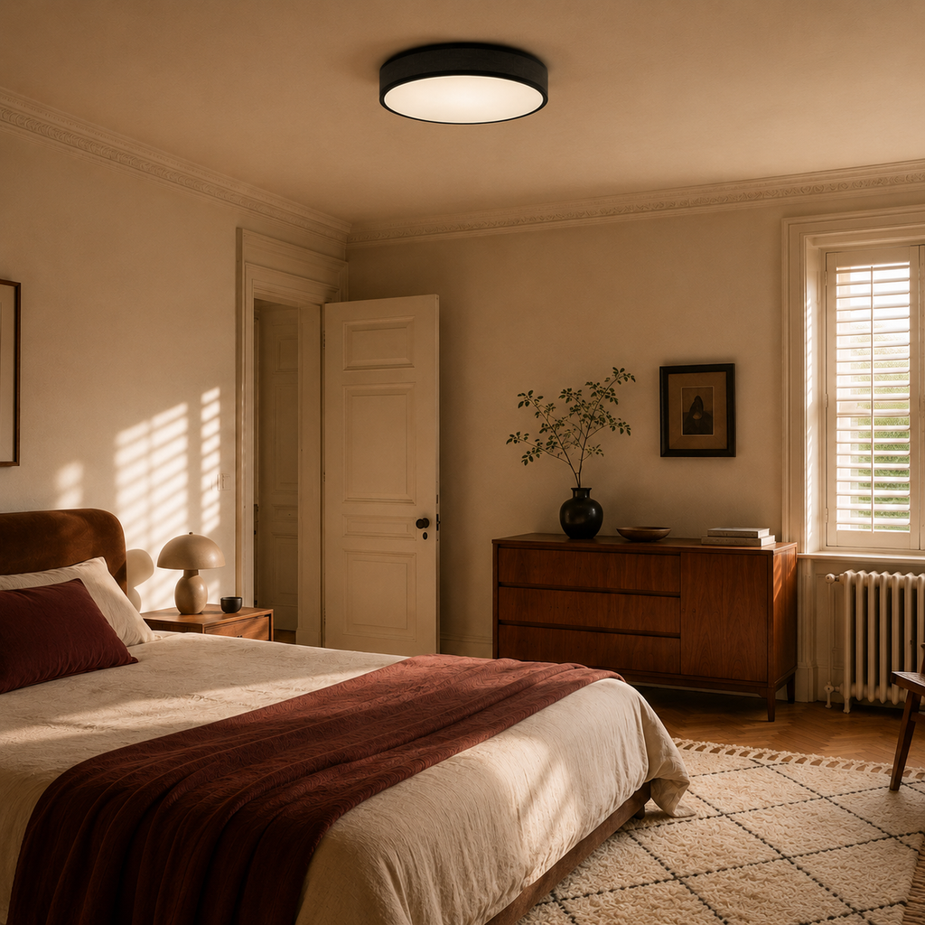 Fabric Ceiling Light - Round Drum Shade - 30cm