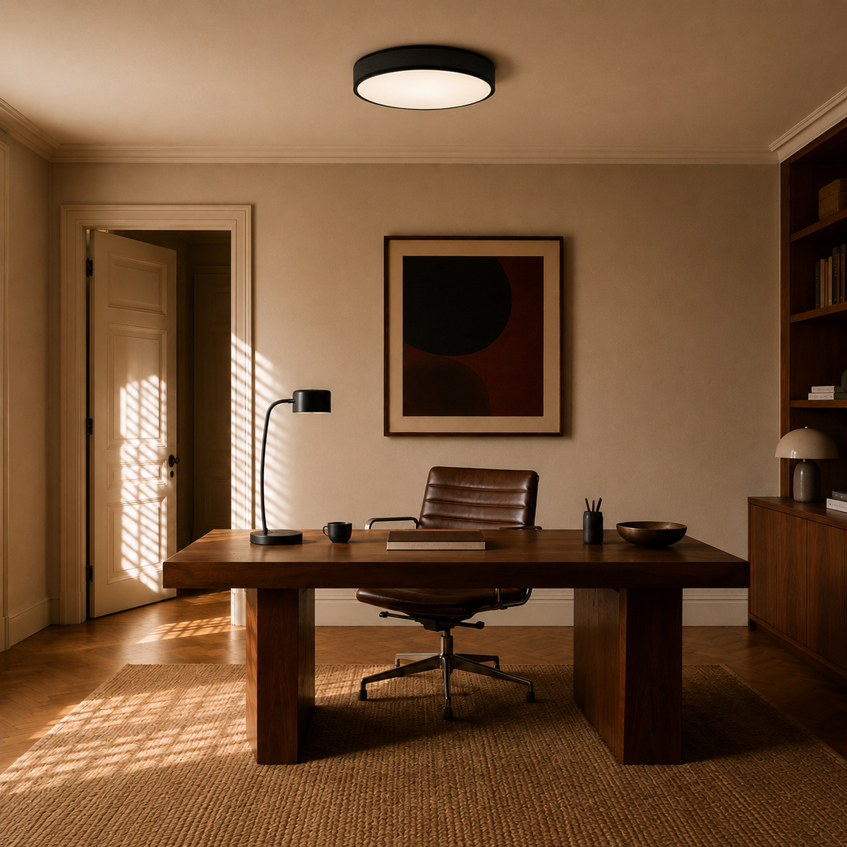 Fabric Ceiling Light - Round Drum Shade - 30cm
