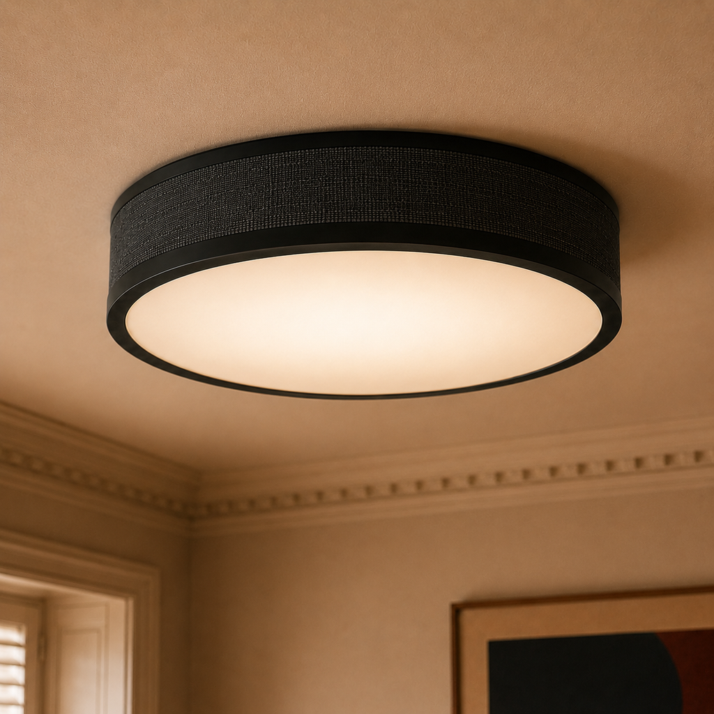 Fabric Ceiling Light - Round Drum Shade - 30cm