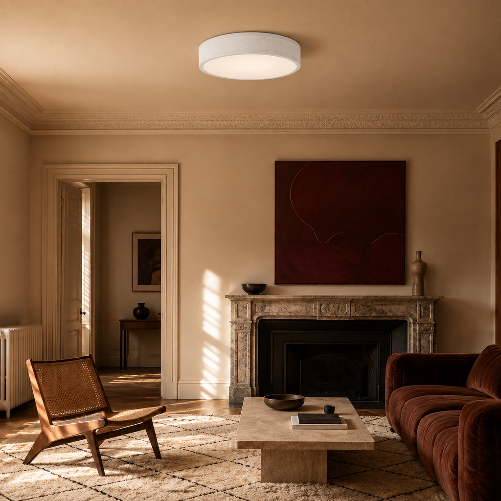 Fabric Ceiling Light - Round Drum Shade - 30cm
