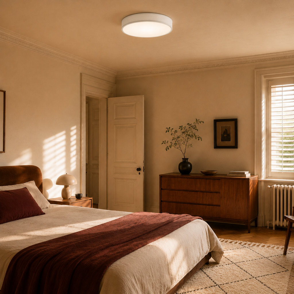 Fabric Ceiling Light - Round Drum Shade - 30cm