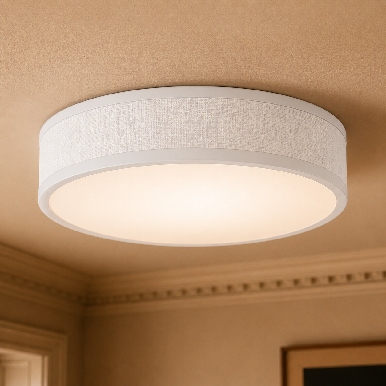 Fabric Ceiling Light - Round Drum Shade - 30cm