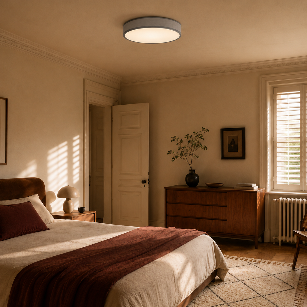 Fabric Ceiling Light - Round Drum Shade - 30cm