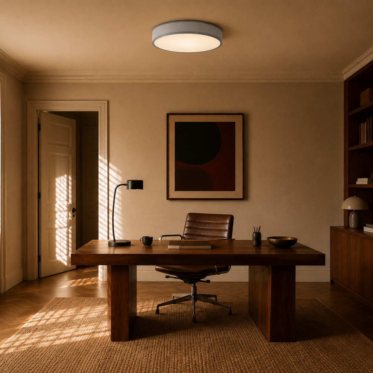 Fabric Ceiling Light - Round Drum Shade - 30cm