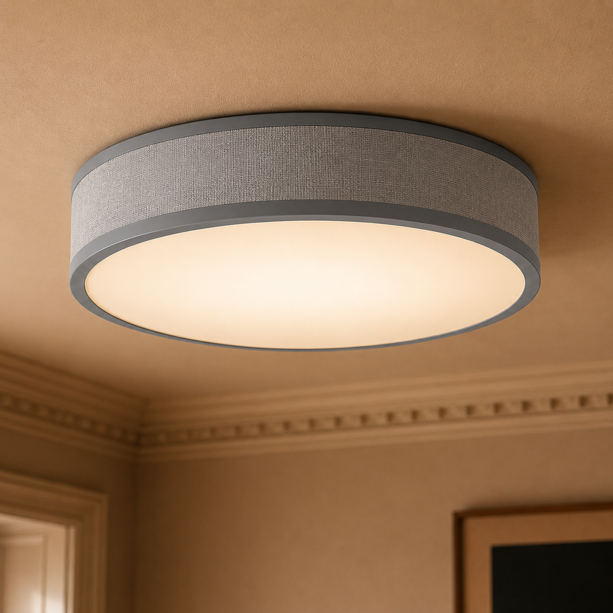 Fabric Ceiling Light - Round Drum Shade - 30cm
