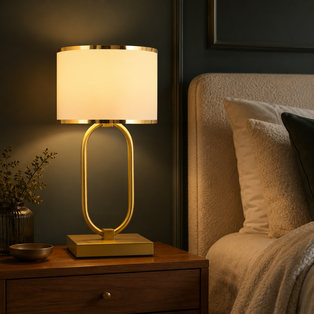 Fabric Table Lamp - Modern Bedside and Living Room Lamp