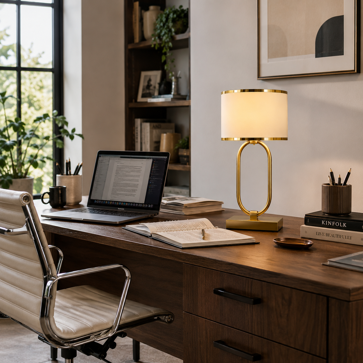 Fabric Table Lamp - Modern Bedside and Living Room Lamp
