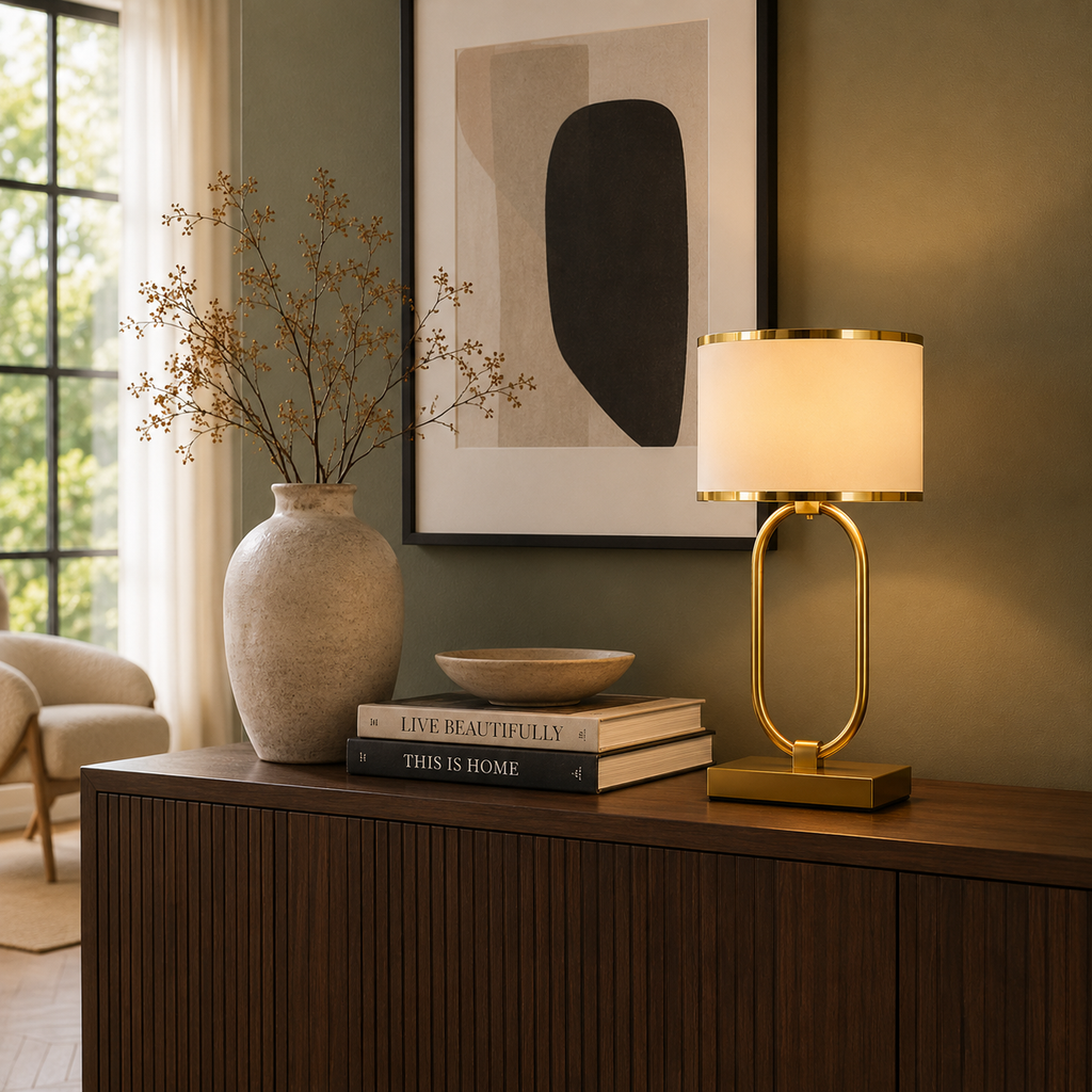 Fabric Table Lamp - Modern Bedside and Living Room Lamp