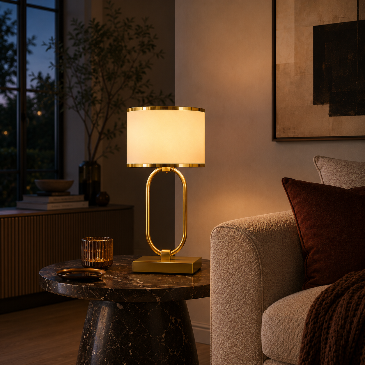 Fabric Table Lamp - Modern Bedside and Living Room Lamp