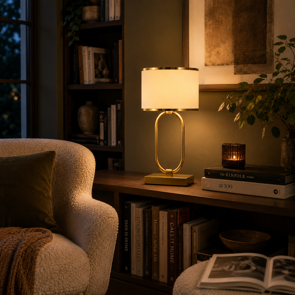 Fabric Table Lamp - Modern Bedside and Living Room Lamp