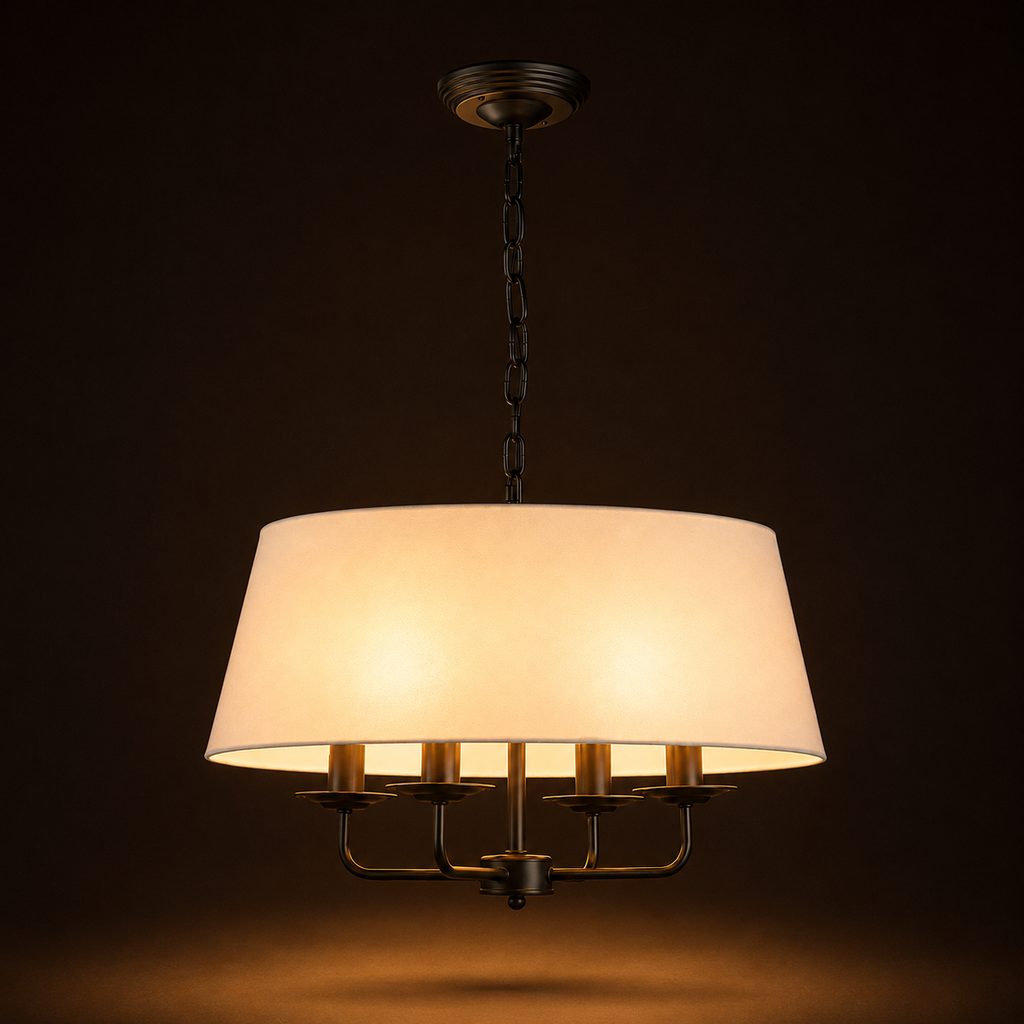 Nordic Chandelier - Hemp and White Restaurant Ceiling Light
