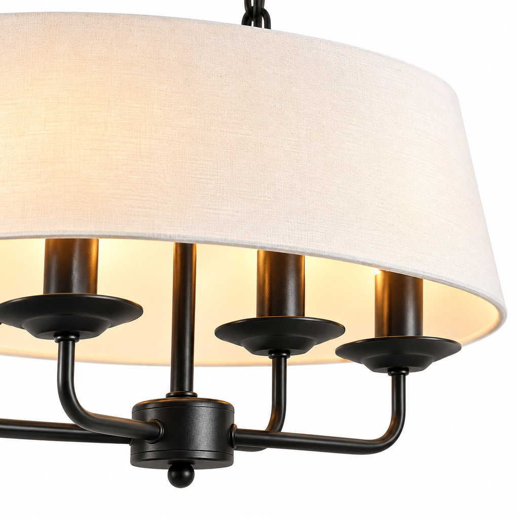 Nordic Chandelier - Hemp and White Restaurant Ceiling Light