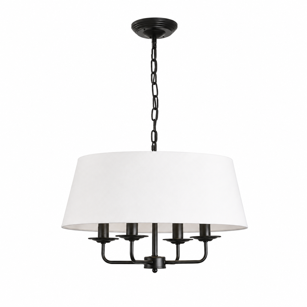 Nordic Chandelier - Hemp and White Restaurant Ceiling Light
