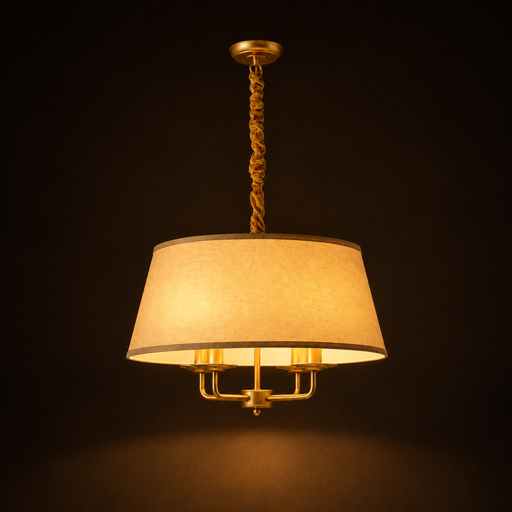 Nordic Chandelier - Hemp and White Restaurant Ceiling Light