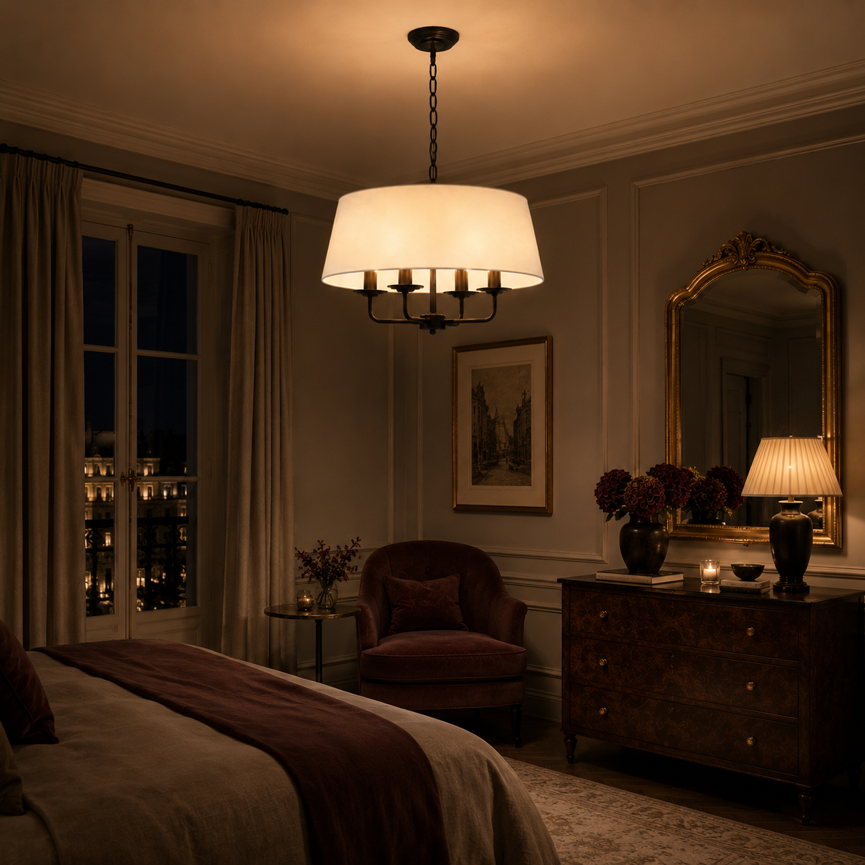 Nordic Chandelier - Hemp and White Restaurant Ceiling Light