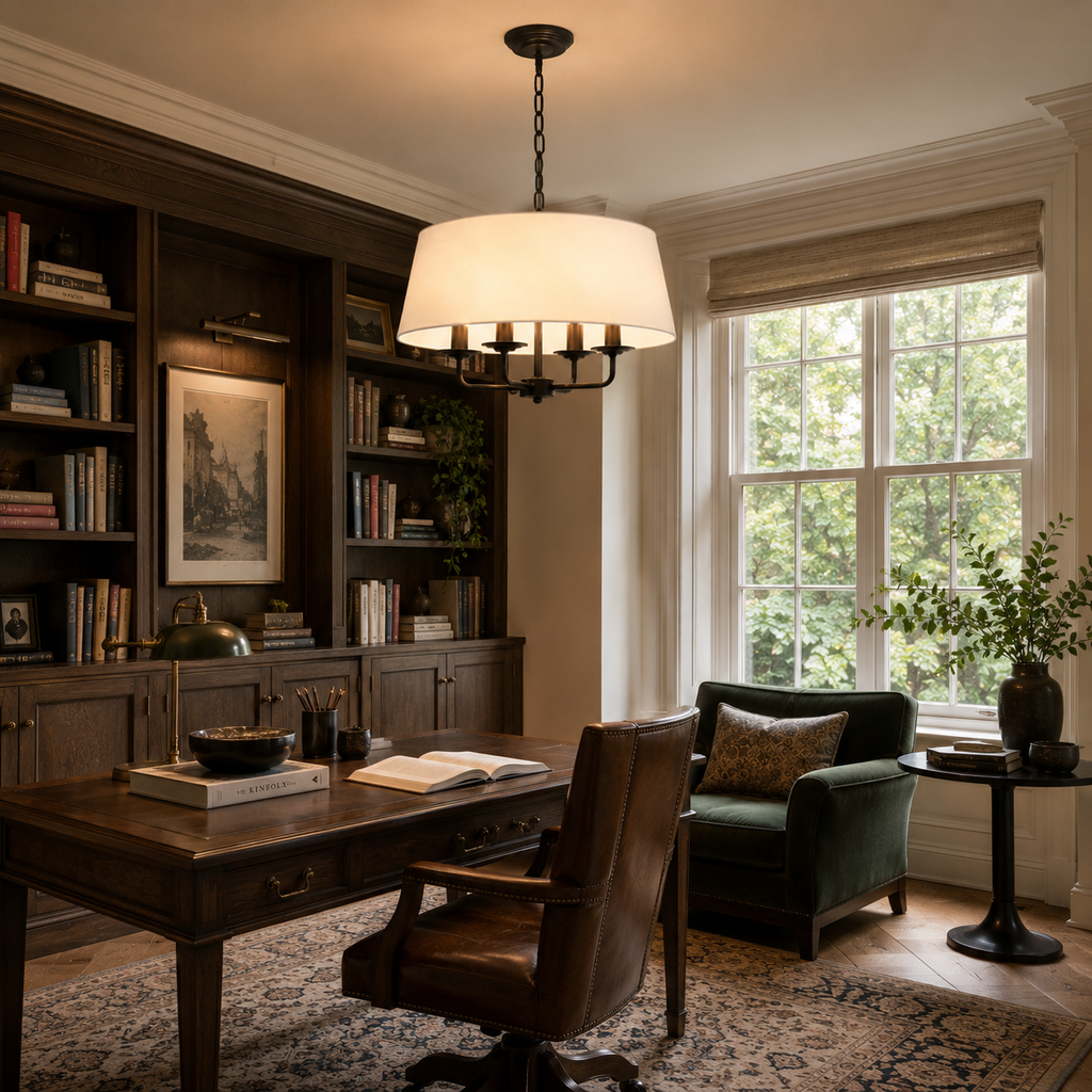 Nordic Chandelier - Hemp and White Restaurant Ceiling Light