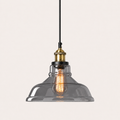 Industrial Glass Pendant Light - Vintage Flared Shade - 28cm