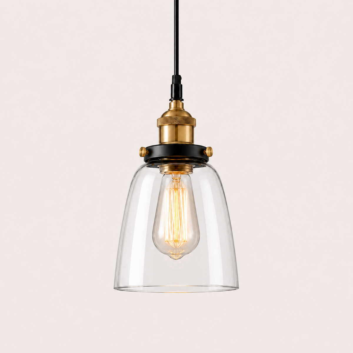 Industrial Glass Pendant Light - Vintage Bell Shade