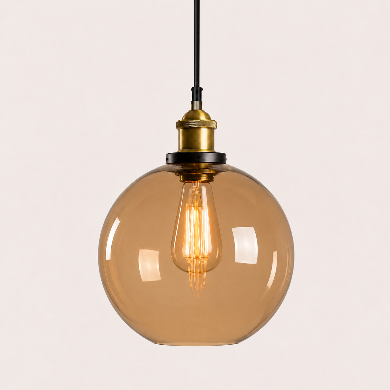Industrial Glass Pendant Light - Vintage Globe Shade