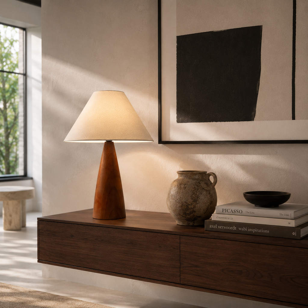 Wood Mushroom Table Lamp - Nordic Retro Bedside Lamp