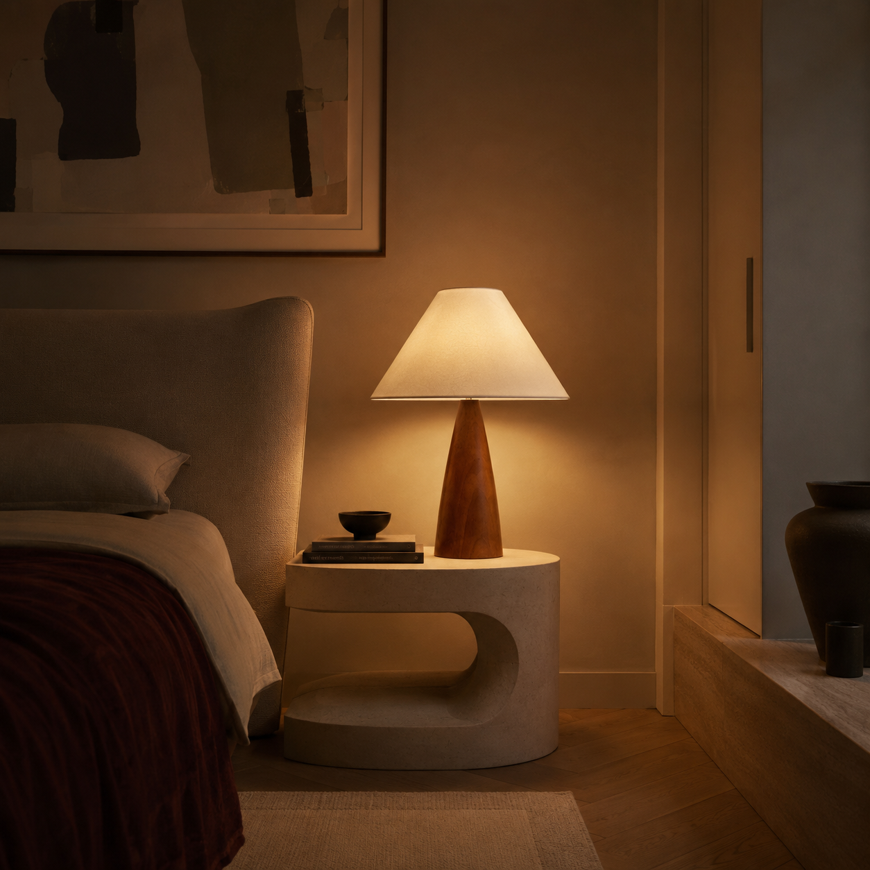 Wood Mushroom Table Lamp - Nordic Retro Bedside Lamp