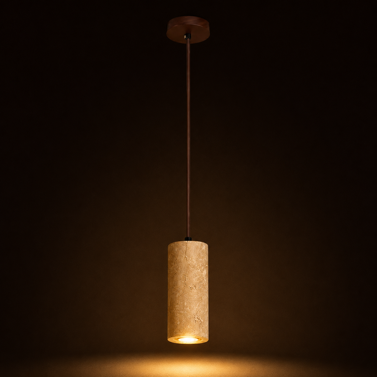 Travertine Pendant Light - Natural Stone Bedside Light
