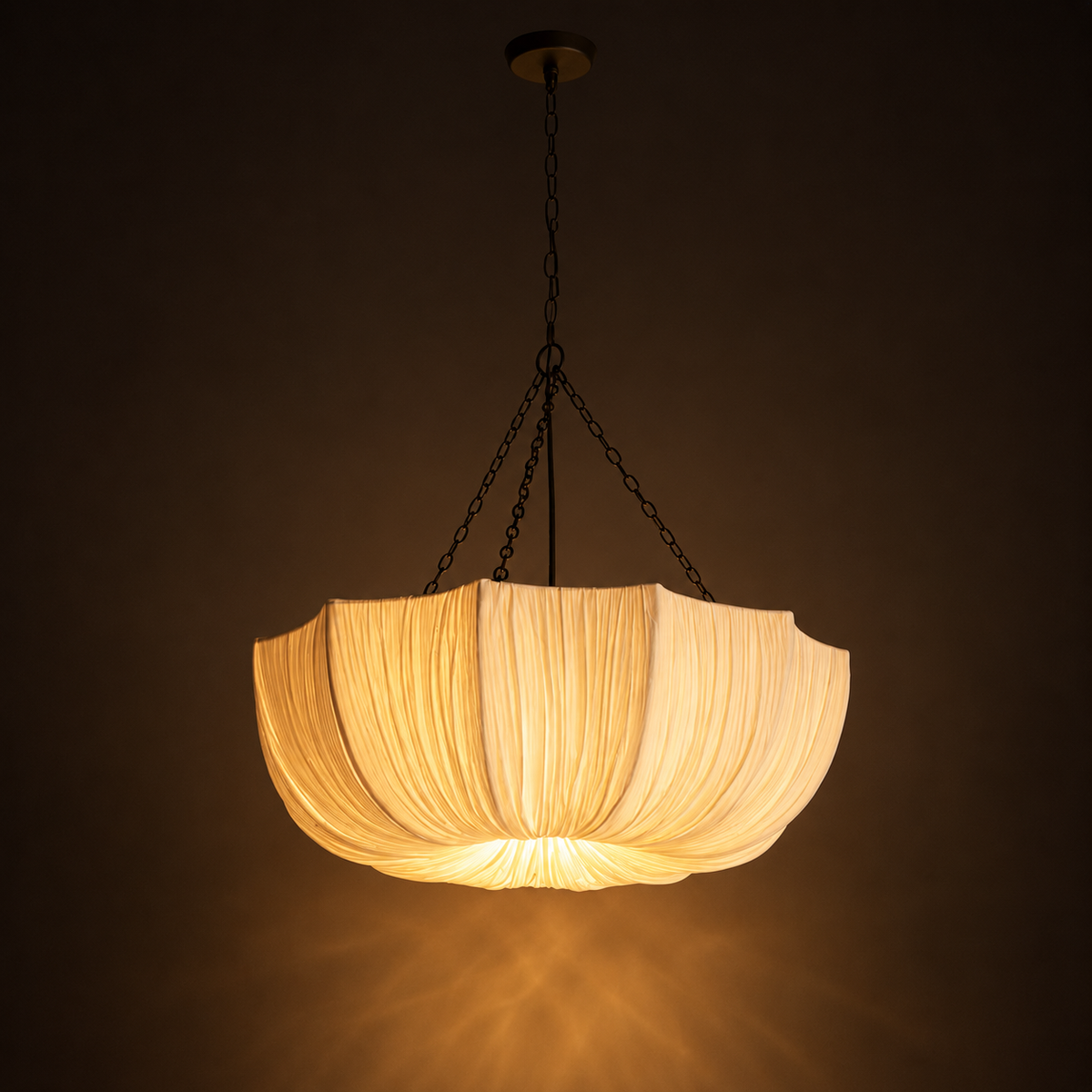 Fabric Chandelier - Retro Iron Chain Japanese Ceiling Light