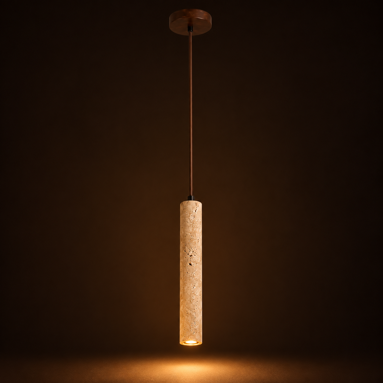 Travertine Pendant Light - Natural Stone Bedside Light