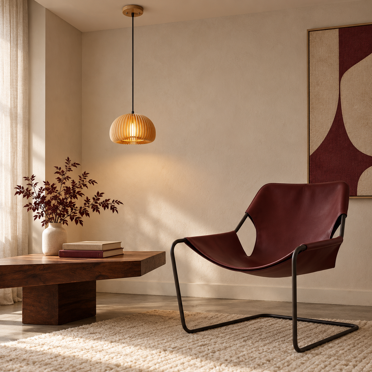Flat Bamboo Dome Pendant Light | Hand-Woven Shade, 18 cm, Hallway & Bedside