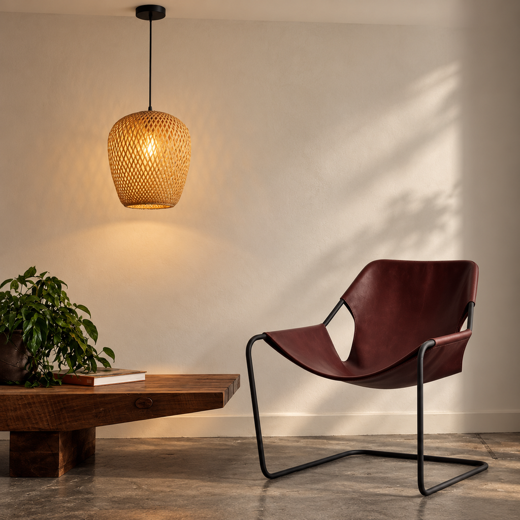 Bamboo Woven Pendant Light | Natural Rattan Barrel Shade, 23 cm, Kitchen Island