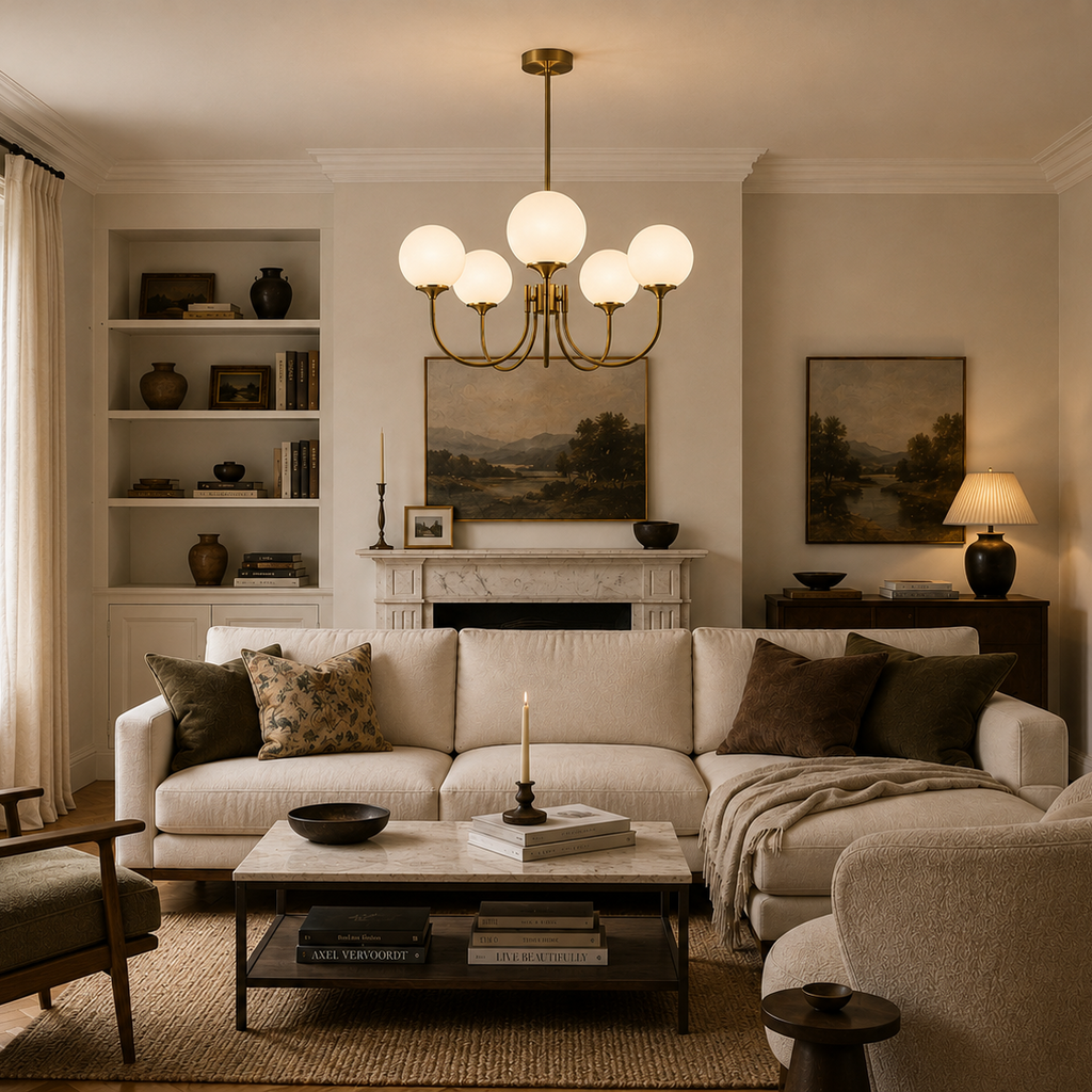 Frosted  5 glass Ball Chandelier - Nordic Pendant Light