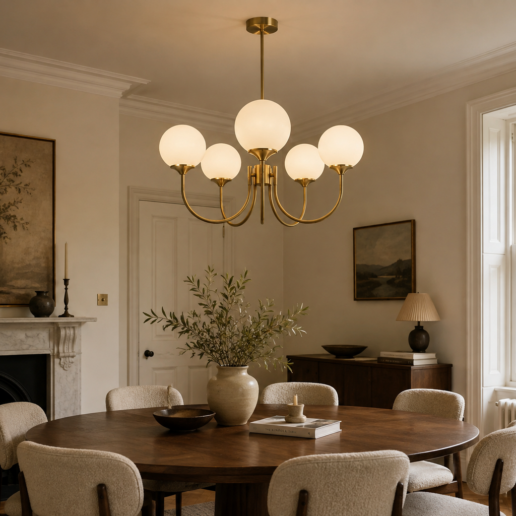 Frosted  5 glass Ball Chandelier - Nordic Pendant Light